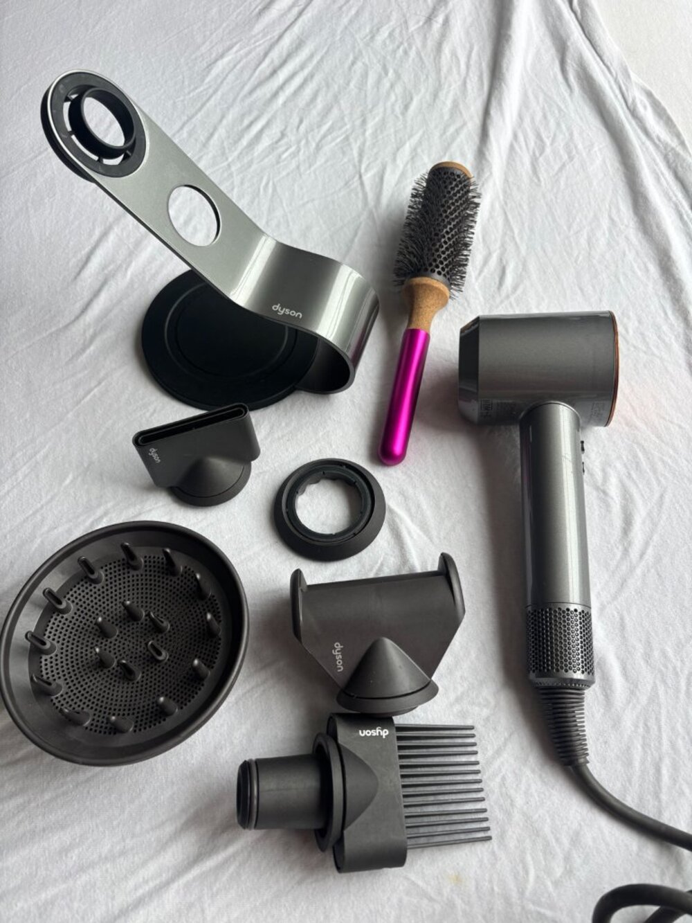 Dyson Supersonic HD07 Hair Dryer Gray Copper + Stand & Attachments